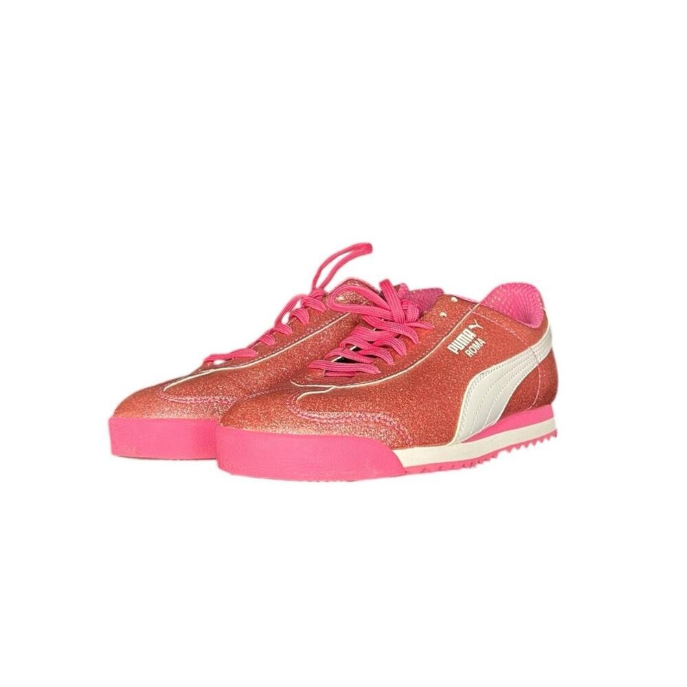 Girls Puma Roma Glam Glitter Sneakers Size 5.5 Pink White - Picture 2 of 6
